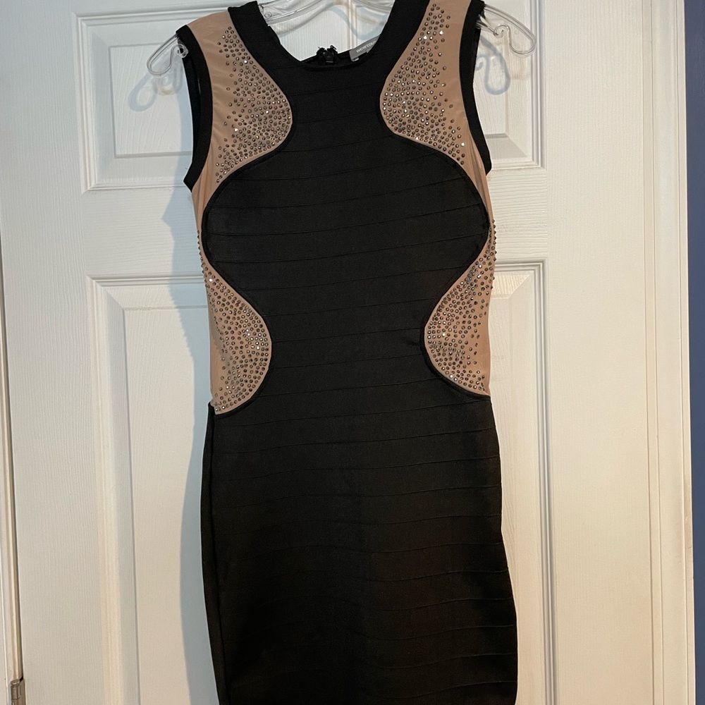 WOW Couture Black and Tan Bodycon Mini Dress